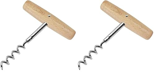 Fackelmann 31084 Korkenzieher Fair aus Buche/Metall, Holz, Beige/Silber, 11 x 7.9 x 2 cm (Packung mit 2)