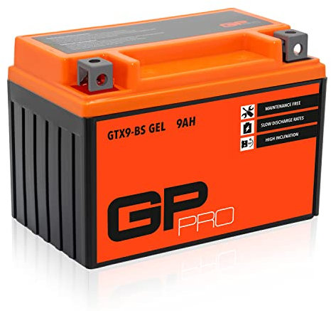 GP-PRO GTX9-BS 12V 9Ah GEL Batteria di avviamento (simile a YTX9-BS / 50812) (Esente da manutenzione / Sigillato) Moto Scooter Accumulatore