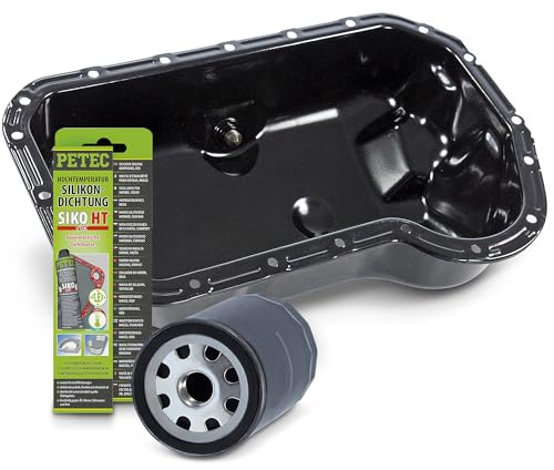 BESTPRICE 1x Ölwanne + Ölablassschraube, 1x Ölfilter Kompatibel mit SEAT CORDOBA, IBIZA, INCA, TOLEDO, VW CADDY, CORRADO, GOLF 3, GOLF 4 Cabrio, PASSAT B3/B4, POLO, VENTO