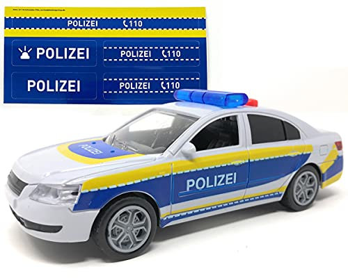 Toi-Toys Spielzeugauto Polizeiauto mit Sound, Schwungrad, Licht, DREI Funktionen und Polizeiaufkleber. Kinder Spielzeug Polizeiwagen mit Sirene und Geräuschen