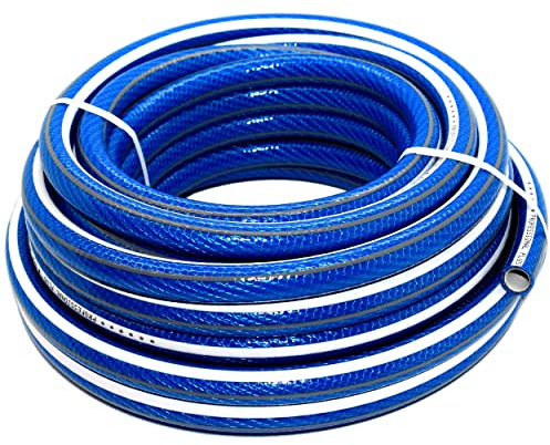 20 m / 65 ft Garden Hose Pipe - 1/2 Kink-Free 6-Layer Reinforced Non-Toxic Phthalate-Free PVC Hosepipe - Heavy-Duty Outdoor Watering Tube for Garden, Lawn, Greenhouse, Irrigation, Car Wash - Blue