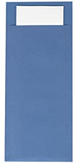 Bestecktasche | 85 x 200 mm | mit 2-lagiger Tissue-Serviette in Weiß | Besteckhülle | Besteckbeutel in verschiedenen Farben | (Blau, 100)