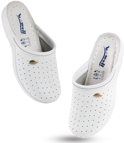 B-well Aerial Lady/Man Zoccoli Sanitari Donna Zoccoli Sanitari Uomo Ciabatte Sanitarie Donna Ospedale Scarpe Antibatteriche nelle Taglie 35-97 Bianco 38 EU