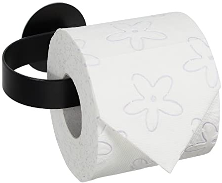 Relaxdays Toilettenpapierhalter, ohne Bohren, Edelstahl, Selbstklebender Klopapierhalter, HBT: 5,5x15,5x8,5 cm, schwarz