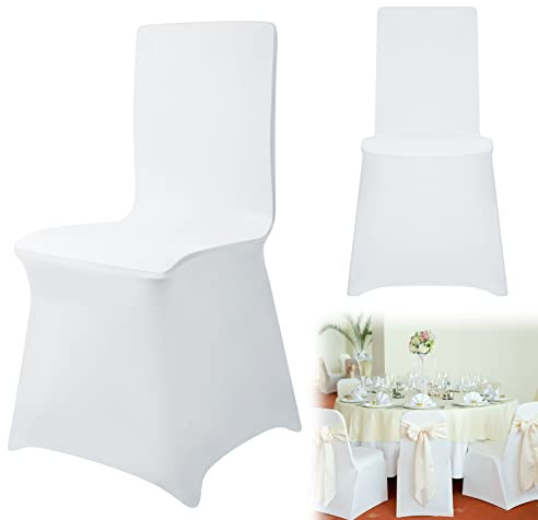 UISEBRT 100 st stolskydd, stretch, set – vitt stolsöverdrag, elastiskt stolsskydd, avtagbart tvättbart universellt stolsöverdrag för kontor, hotell, matsal, bankett bröllop, fest, dekoration (100