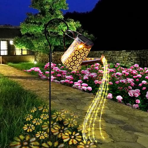 Hobubu Watering Can Solar Lights Outdoor Garden,Gifts for Mom Birthday Gifts for Women, Mum Gifts for Mothers Day, Christmas, LED Solar Powered Lantern Lamp
