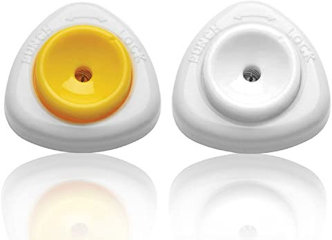Strumento apri uova, perforatore semiautomatico, per buchi per uova, sbattitore per forare le uova, con serratura, per uova sode crude/morbide (giallo + bianco)
