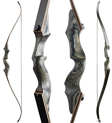 SHARROW 60 Zoll Bogenschießen Takedown Recurve Bogen und Pfeile Set Traditioneller Jagdbogen Erwachsener Holz Bogen Griff 20-60lbs Longbogen für Rechtshand Bogensport (35lbs, Schwarz)
