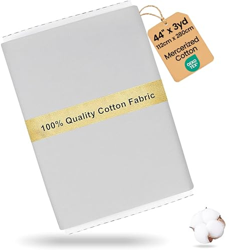 Craftido 100% Baumwollstoff Oeko-Tex, Meterware, 112cm Breit x 280cm Extra Lang - Mittleres Gewicht 145g - zum Quilten, Nähen, Schneidern, Bettwäsche, Futterstoffe, Kunsthandwerk - Silver