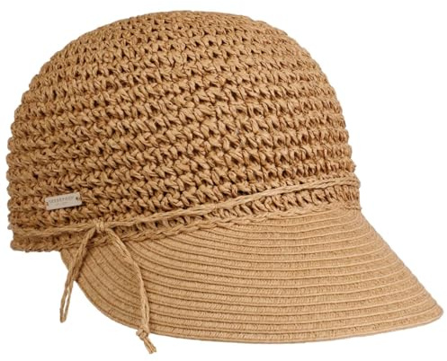 Seeberger Uni Rollable Crochet Cap Damencap Sommercap Sonnencap Sonnenvisor Strohcap Strandcap Damen - mit Schirm Sommer Frühling-Sommer