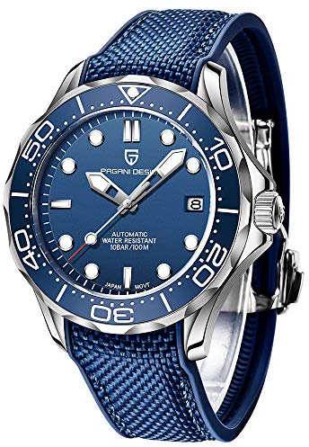 Pagani Design 007-Modell Herren-Automatikuhr, NH35 Uhrwerk, drehbar, Keramik-Lünette, Edelstahl, wasserdicht, selbstaufziehend, Armbanduhr
