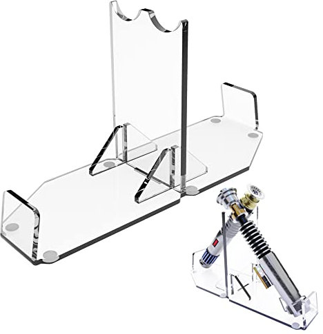 Cosmos Lichtschwert-Ständer, Desktop-Lichtschwert-Display-Halter, Acryl-Lichtschwert, Hilt-Ständer, doppelter Lichtschwert, Zauberstab, Schallplattenaufbewahrung (transparente Farbe)