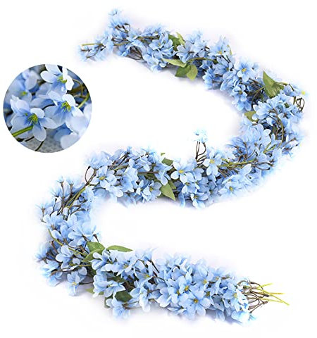 Blumengirlande Künstlich, 2 Stücke Künstliche Sakura Kirschblüte Blumen Kirschblüten Deko Girlande Hängen Reben Künstliche Sakura Kirschblüte für Zuhause Hochzeit Neues Jahr Party Garten