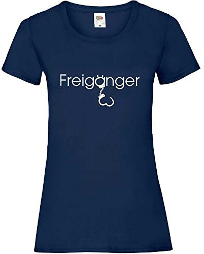 Freigänger mit Handschellen Frauen Lady-Fit T-Shirt Navy XS