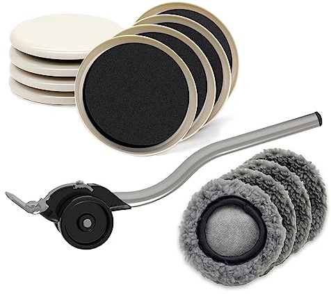 Möbelheber-Set für Verschiedene Bodenbeläge. Enthält 8 Möbelgleiter und 4 Filzüberzüge für die Gleiter. Möbelgleiter sind einfach in der Anwendung für schwere Möbel (1+8 Beige Rund+4 Socken)