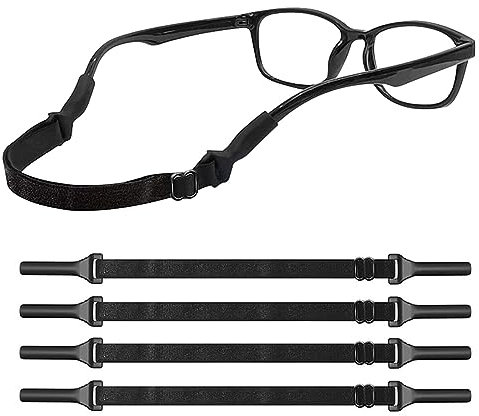 AWAVM 4Pcs Adjustable Glasses Strap, Non-Slip Sports Glasses Holder Elastic Silicone Sunglasses Strap No Tail Sunglasses Holder Neck Lanyard Cord Eyewear Retainer for Men Women Teenagers