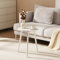 YOUDENOVA Table d'appoint en bois, table basse, ronde, Ø 42 x 52 cm, table de salon, table de chevet avec plateau, table basse, support à fleurs, robuste, blanche