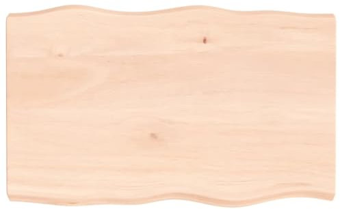 INLIFE Tablero de mesa 80 x 50 x 6 cm, madera maciza de roble sin tratar, borde de árbol, 9,65 kg, 363877
