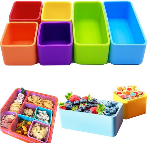 IELEK Silicone Bento Lunch Box Dividers Reusable Bento Box Containers Bundle Accessories- Non-Toxic, BPA Free, Dishwasher Safe