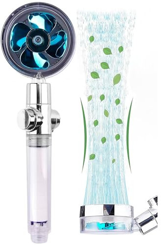 Avilia Soffione Doccia con Risparmio Idrico e Elica Integrata, Universale per Vasca e Doccia, 3 Filtri Inclusi, in ABS Cromato, 8x25x4cm