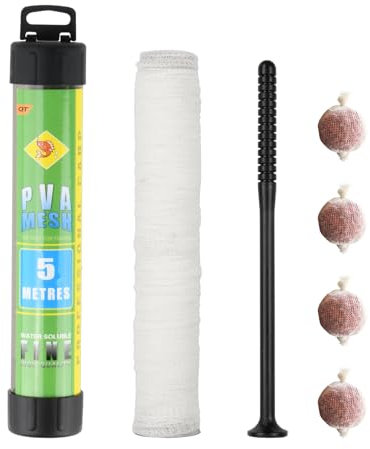 5M PVA Beutel Angeln,PVA Netz Angeln Set,Fischerei PVA Netz Wasser löslich,Karpfen Zubehör,PVA Mesh Karpfen Zubehör mit Trichter & Stößel,Fischereimaschinen Köderbeutel für Boilie Ködergeräte