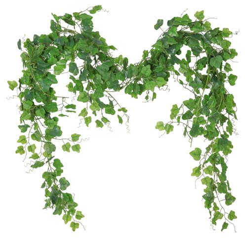 RECUTMS Artificial Vines Ivy Garland 2Pcs 6Ft Fake Hanging Twigs Plants Faux Green Grape Leaves Greenery for Indoor Outdoor Home Office Garden Wedding Jungle Beach Birthday Party Arch Table Decor