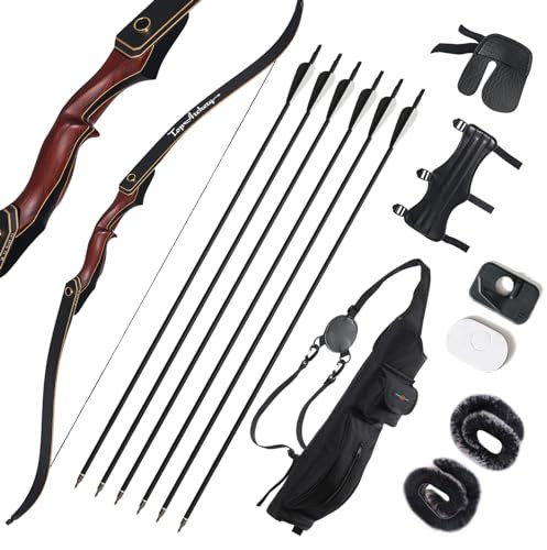 60 Zoll Recurvebogen Set Erwachsene,Pfeil und Bogen Set Bogenschießen Sportbogen Set 30-50 LbsRechte Hand Für Erwachsene Schießübungen (30 lbs)