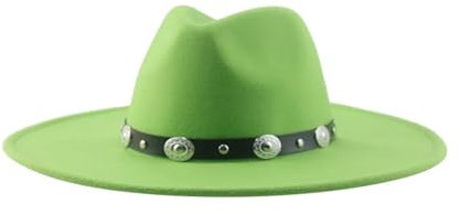FULUJIDI Fedora Trilby Filzhut Hut Hüte Fedora Hüte Für Frauen Panama Gürtel Lässig Formale Männer Mützen 56-58Cm (Erwachsene) Fruit Green