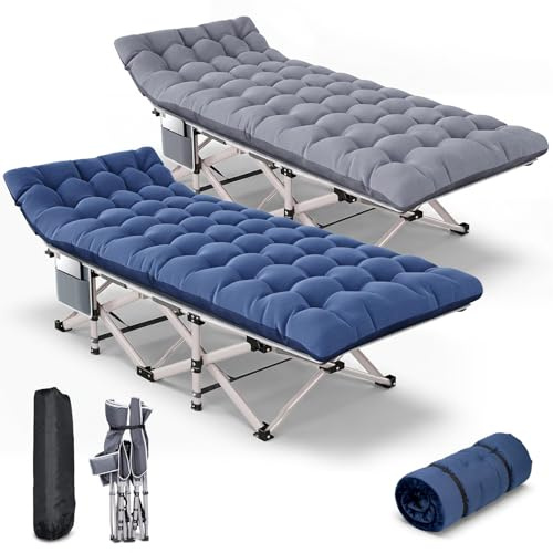 Asdsed Feldbett Klappbar mit Matratze, Tragbares Campingbett XXL bis 200-280KG, Wendematratze für Sommer & Winter, Schwerlast Gästebett für Outdoor, Innen, Garten & Zelt, Mehrere Sets