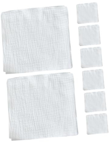 Beavorty Babywindeln Stoffwindeln Mehrwegwindeln 8 Stück Doppellagige Waschbare Baumwollwindeln 43x45cm Windelkissen und Spucktücher für Neugeborene Weiche Babywaschlappen Weiß