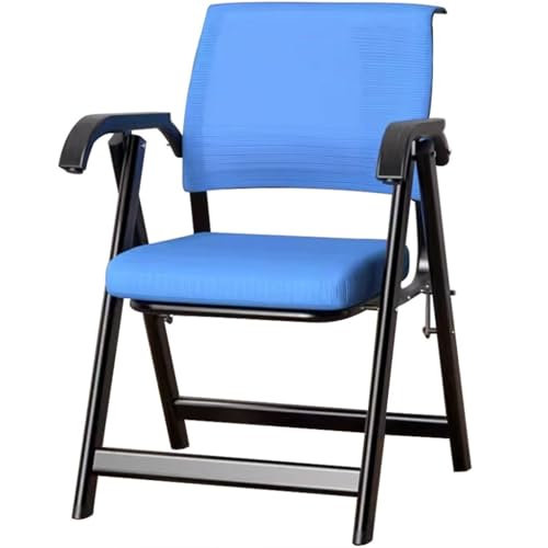 Gästestuhl Klappbar Klappstuhl Büro Klassisches, Atmungsaktives Mesh-Tuch Besucherstuhl Klappbar, Bequem Und Sesshaft Konferenzstuhl, Schlafsaal-Rückenstuhl, Tragfähigkeit 130 Kg(Blau)