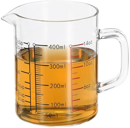 PATIKIL Verre Doseur avec Poignée 400ml Bécher en Verre Transparent