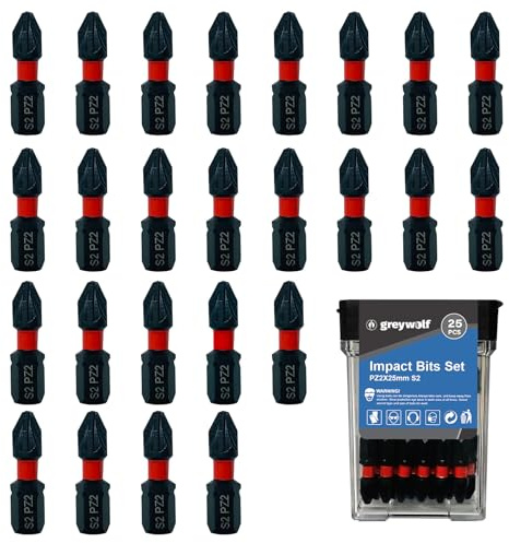 Set di punte a impatto PZ2, set di punte per cacciavite a sgancio rapido Pozi magnetiche da 25 pezzi, punte per cacciavite a impatto in lega di acciaio S2 per trapano elettrico (25 mm)