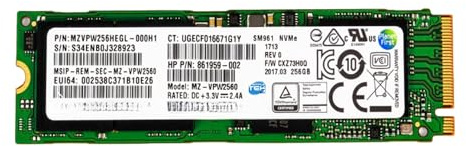 SIMPLETEK - SSD interno NVMe M.2 2280 SM961 da 256GB | PCIe 3.0 x4, mLC, 32GB/s | Disco Stato Solido (MZVPW256HEGL-000H1) (Ricondizionato)