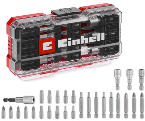 Einhell S-Case 28-tlg. Bit-Set | 25- und 50-mm-Bits | Stecknüsse | Schnellwechselbithalter | CrV-Stahl