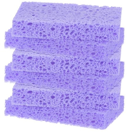 M METERXITY 6-Pack Spugne Da Cucina, Spugna Ecologica In Cellulosa Compatta Non Graffiante Per Pulizie Pesanti In Cucina/Casa/Bagno, Scovolino Per Stoviglie [Viola]