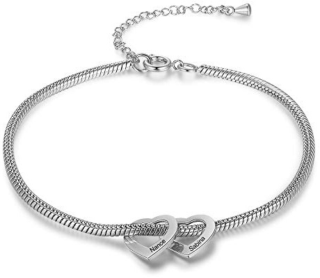 lorajewel Damen Fußkettchen mit Namen Personalisierte Herz Anhänger Fußkettchen Geschenk für Damen Muttertag Geburtstag Weihnachten