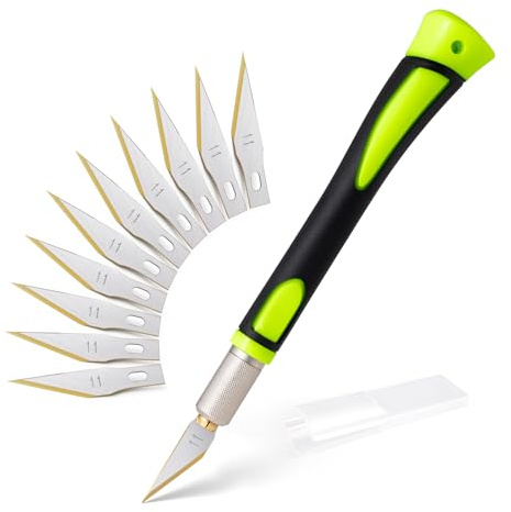 FOSHIO Bastelmesser Skalpell Set, Mini-Titan-Skalpellmesser mit Softgriff inklusive, mit 10 Titan-Ersatzklingen mit, Carving Craft Messer, Cuttermesser (Fluoreszenz)