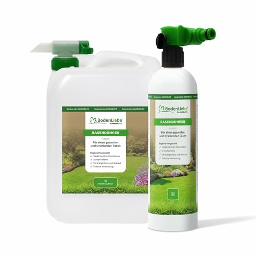 RASENBLITZ Ganzjahresdünger flüssig 5 L Rasendünger | flüssiger ganzjähriger Dünger für dichten, gesunden Rasen, inkl. Sprühflasche, Anwendung direkt am Gartenschlauch