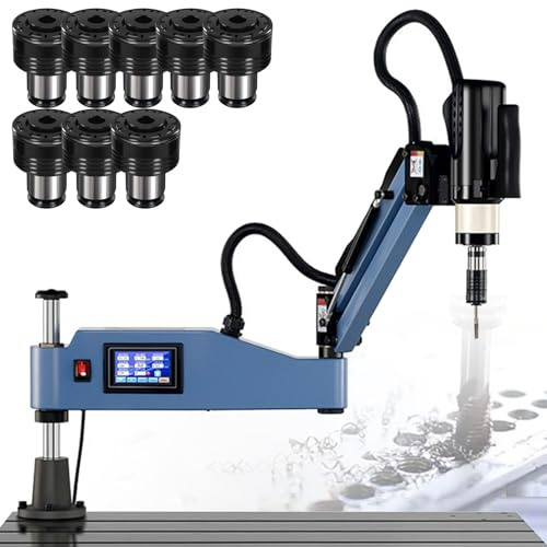 SHENGSHIYU Filettatrice Elettrica Regolazione velocità/profondità,Maschiatrice Professionale con Touchscreen LCD,Corsa Verticale 500mm,Portata 1000mm,Braccio orientabile 360° M3～M16