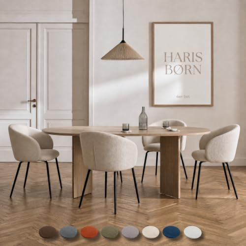 Haris Børn® Esszimmerstühle (4er Set) Beige - Bequeme Polster Esszimmerstühle mit Armlehne - Premium Esstisch Stühle & Wohnzimmer Stühle - Moderne Esszimmerstühle 30 Tage risikofrei testen