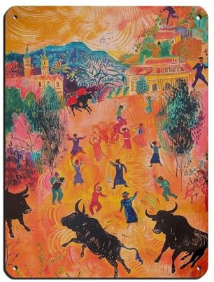 Cartel de metal vintage con diseño de taurina española para decoración de pared de casa, 30 x 40 cm