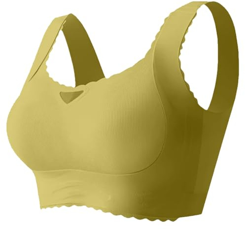 Dam bekväm bystlyftande formande BH sömlös stödjande push-up väst vardag underkläder täckning sport trådlös bh, gRÖN, 4XL