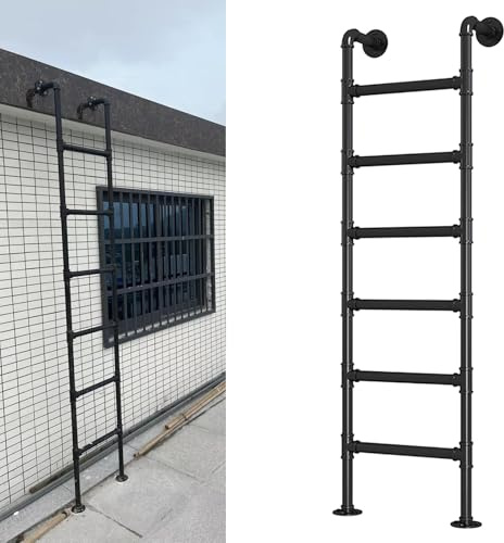 ZENSTYW Metall Hochbettleiter,Wandmontierte Etagenbettleiter,Notausstiegsleiter Für Fensterschächte,Für Schlafsaal,Bibliothek,Schwarz(165cm/65in)
