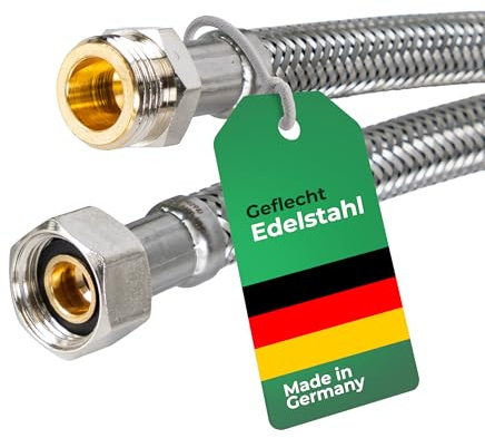 H2O-Flex® Panzerschlauch 3/8ÜM x 3/8AG für Trinkwasser, DN8, HDPE, 1m | Flexschlauch DN8, 10 bar, Verwendung in Sanitär- und Heizungsbereichen, Anschluss von Waschtisch- und Küchenarmaturen