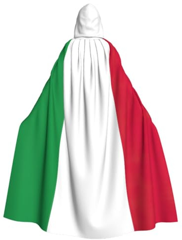 popzzd italy flag Print Adult Hooded Cloak with Hood Halloween Medieval Costume Cosplay Party Cape Women Men