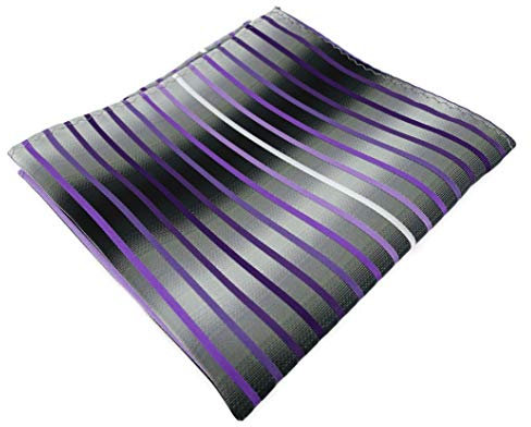 TigerTie - Pañuelo de bolsillo (30 x 30 cm), diseño de rayas Lila Violett Flieder Silbergrau Schwarz Talla única