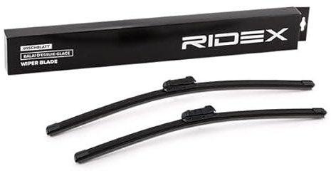 RIDEX Escobilla Limpiaparabrisas Juego de 2 Escobillas con spoiler Delante | Tipo de escobilla: Escobilla con hoja plana Sin marco | Longitud 1: 530mm | Longitud 2: 475mm 298W0142