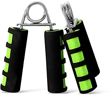 ALBOYI Hand Grip Strengthener 2 Pack, Foam Hand Grips Gripper Exerciser Finger Forearm Wrist Muscle Exerciser Grip Trainer, Green and Orange
