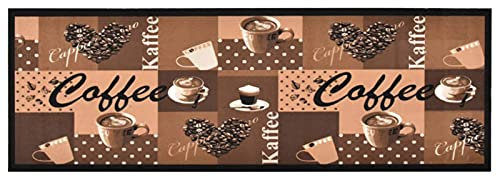 Tidyard Küchenteppich Waschbar rutschfest Küchenläufer Teppichläufer Läufer Cafe Coffee Flurteppich Küche Bodenmatte Fußmatte Kaffee Braun 60x180cm